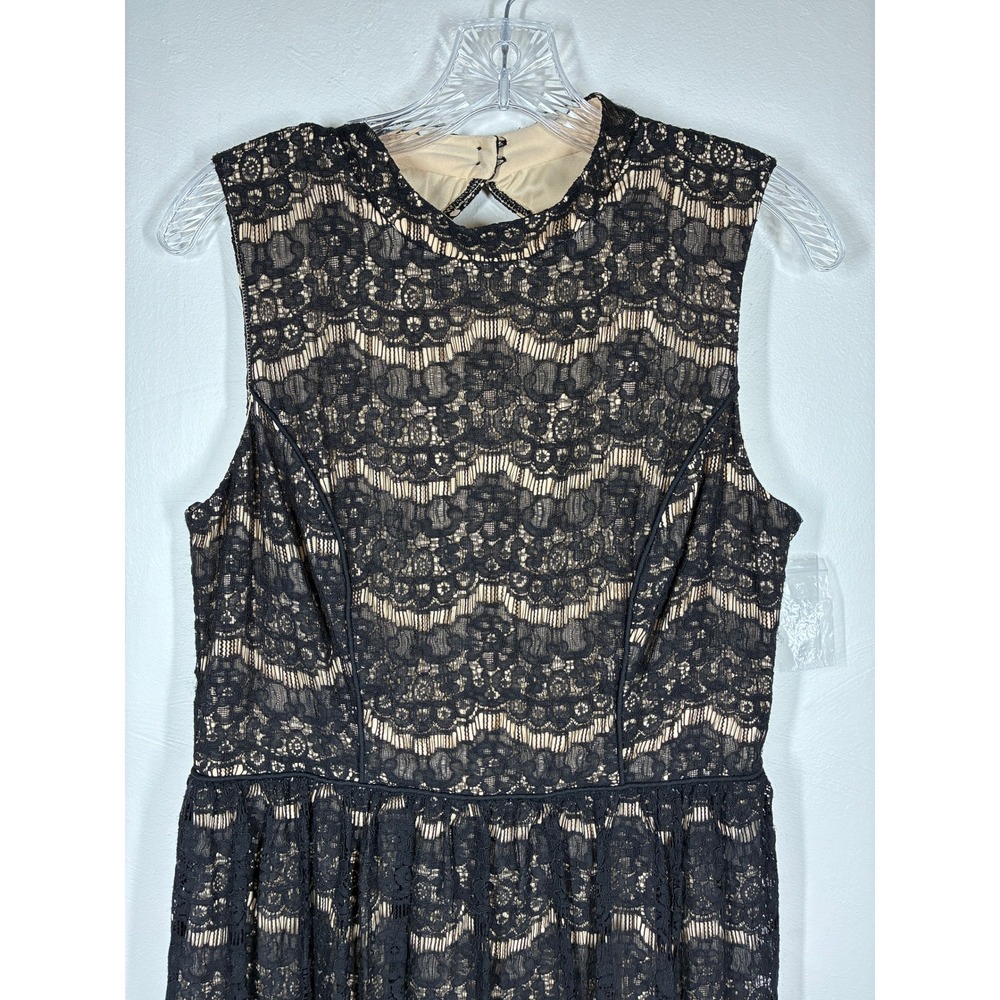 City Triangles Black Lace Nude Lined A Line Dress Keyhole Back Women's XL - Picture 2 of 13